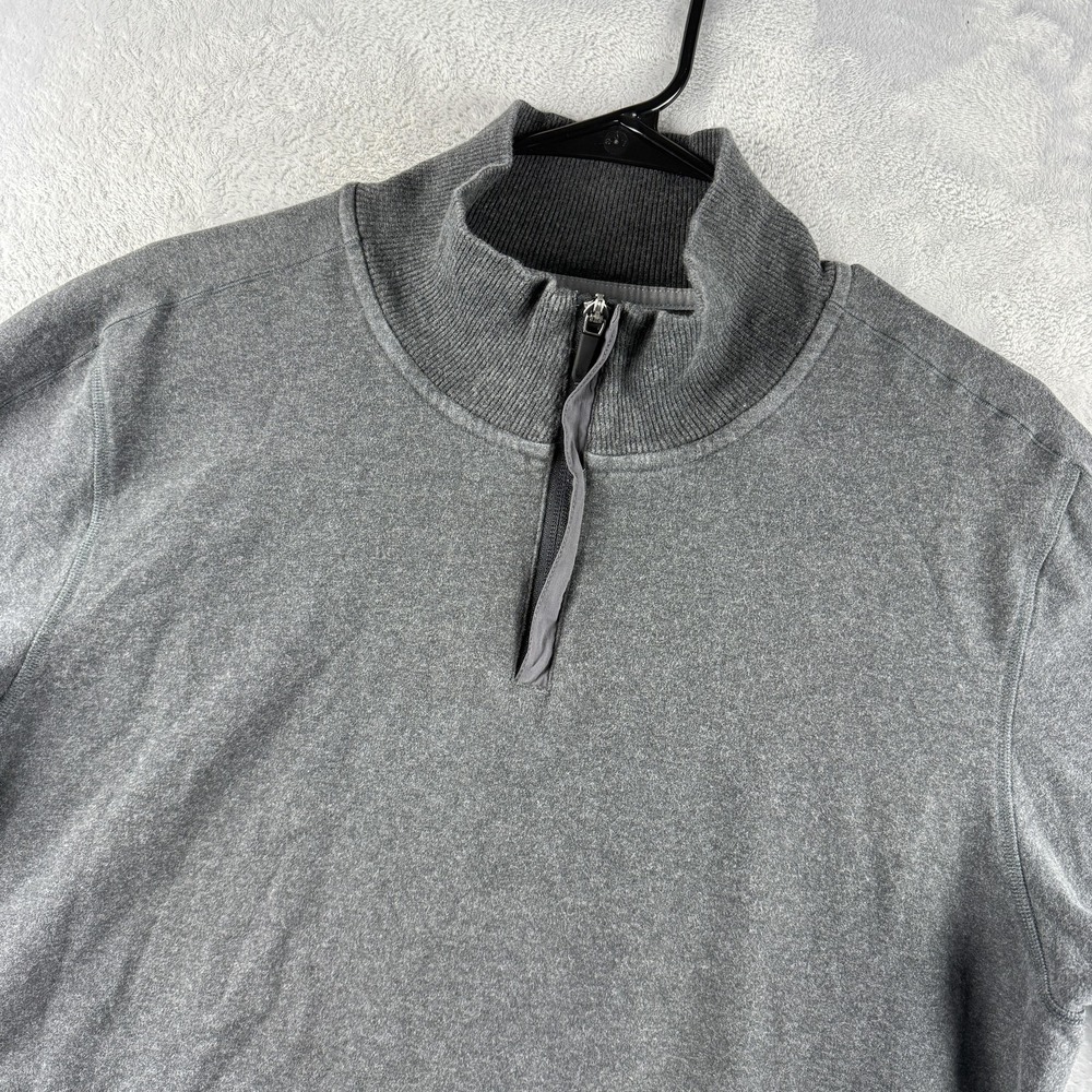 Mack Weldon 1/4 Zip Pullover Mens XL Gray Sweatshirt Mock Neck Fleece Pockets